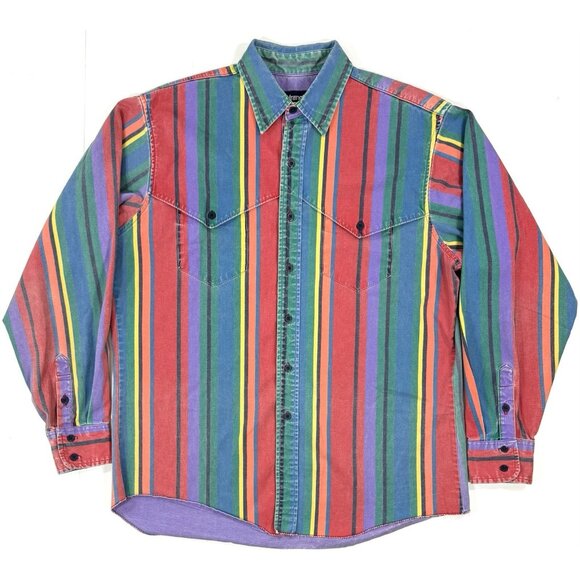 Vintage Wrangler Brushpopper Shirt 16.5 35 Large Caped Western Rodeo Cowboy 90s